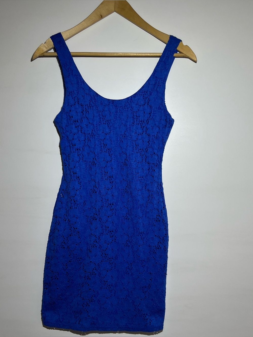 Royal Blue Lace Scoop-Neck Mini Dress